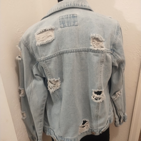 Forever 21 Light Blue Distressed Jean Jacket - Picture 3 of 3